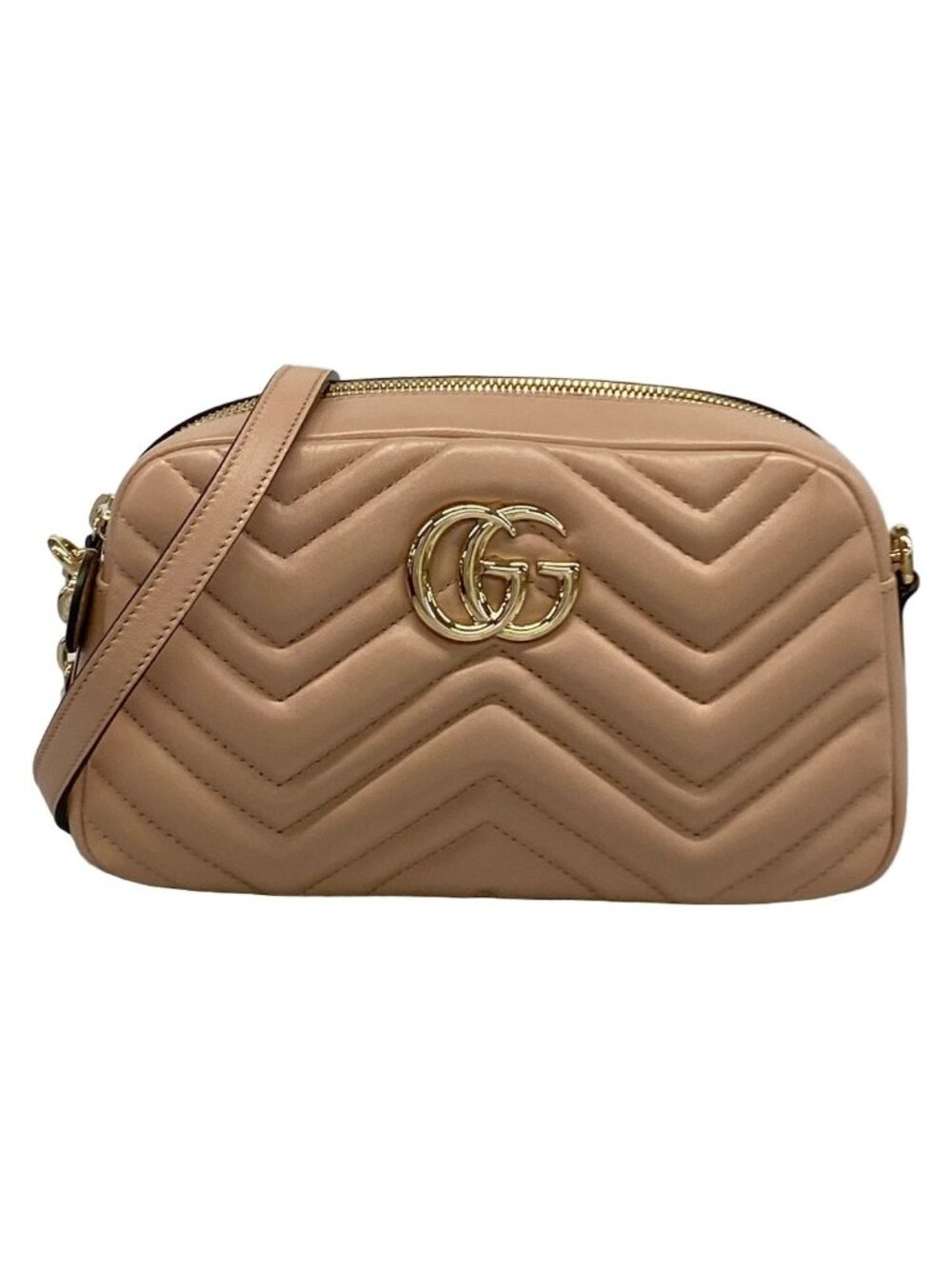 Gucci Shoulder Bag GG Marmont Small Pink Beige Chain Leather